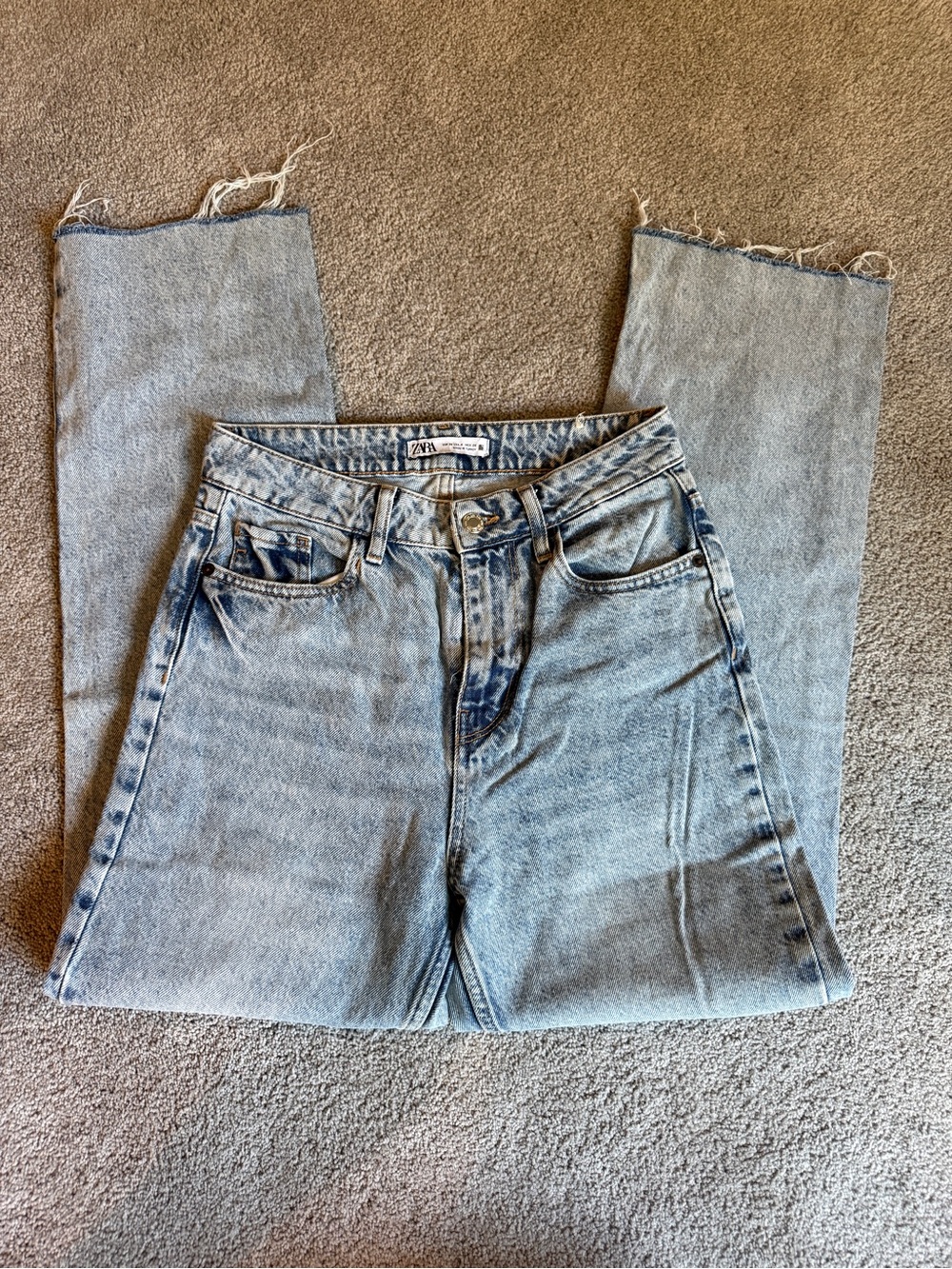 Zara Light Wash High-Rise Straight Jeans